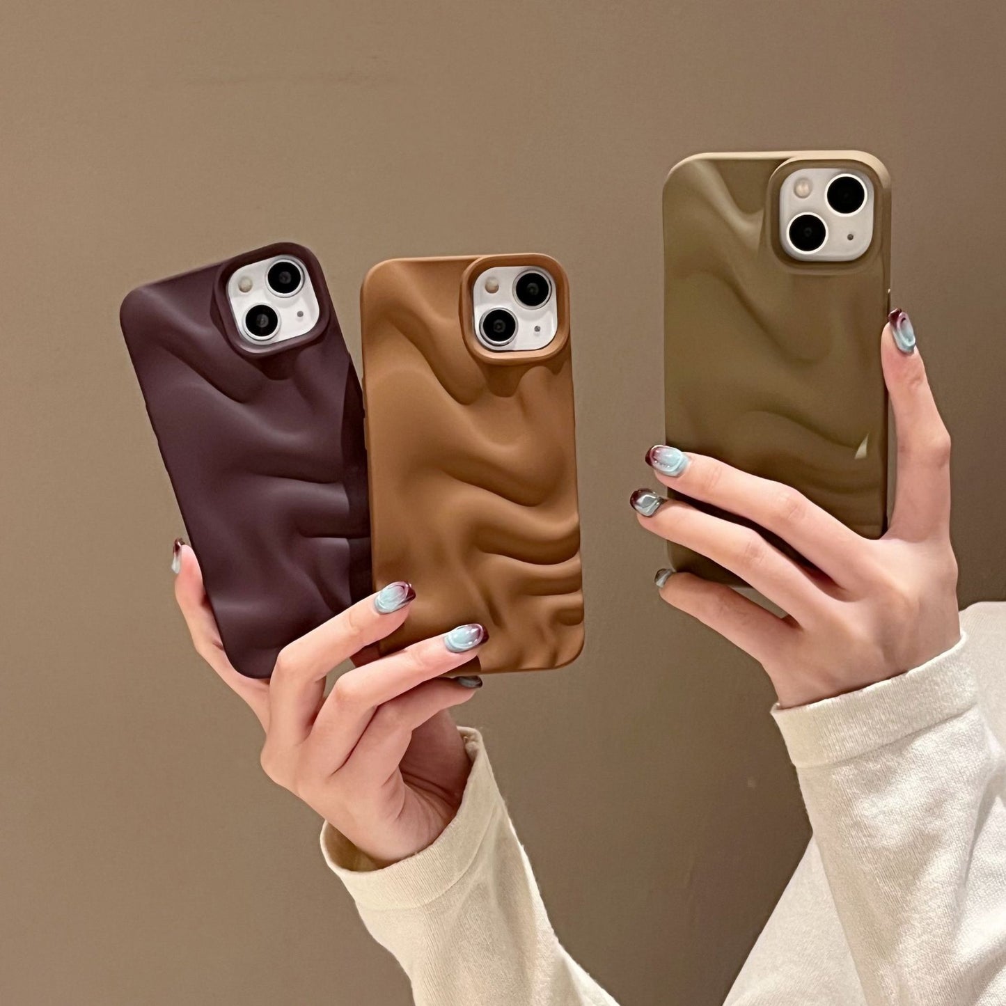 Wavy Texture Silicone Case Custom Colors Shockproof Matte Phone Cover for iPhone Samsung Xiaomi Models Wholesale Available
