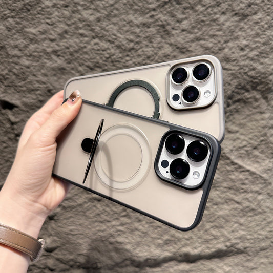 Magnetic Matte Case for iPhone 17 17 Pro 17 Pro Max – Frosted Skin-Feel Shockproof Cover with Foldable Ring Stand and Premium Color Design