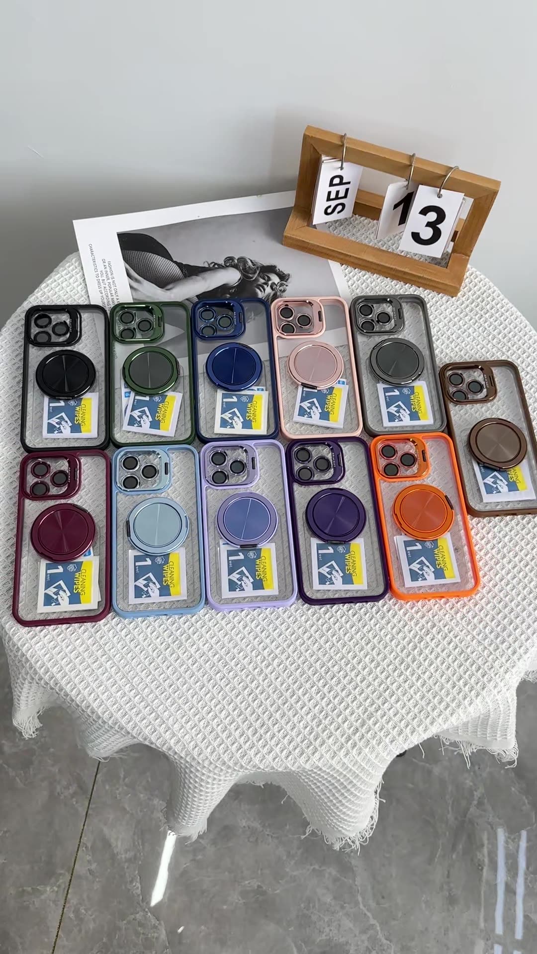 u8 Transparent Acrylic Phone Case with Dual Metal Kickstands Lens Stand Magnetic Ring Holder Shockproof Matte Frame for iPhone 17 17 Pro 17 Pro Max