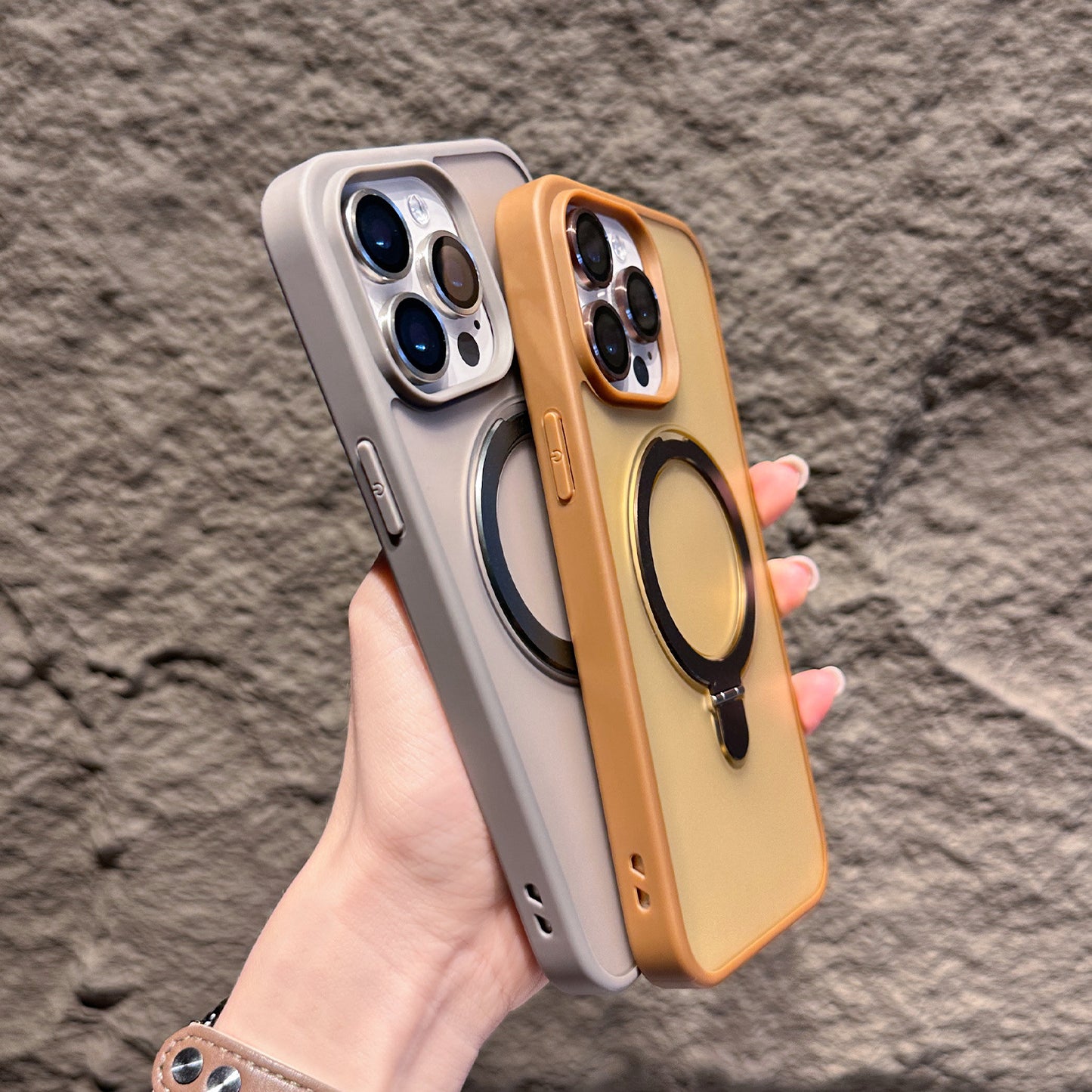 Magnetic Matte Case for iPhone 17 17 Pro 17 Pro Max – Frosted Skin-Feel Shockproof Cover with Foldable Ring Stand and Premium Color Design