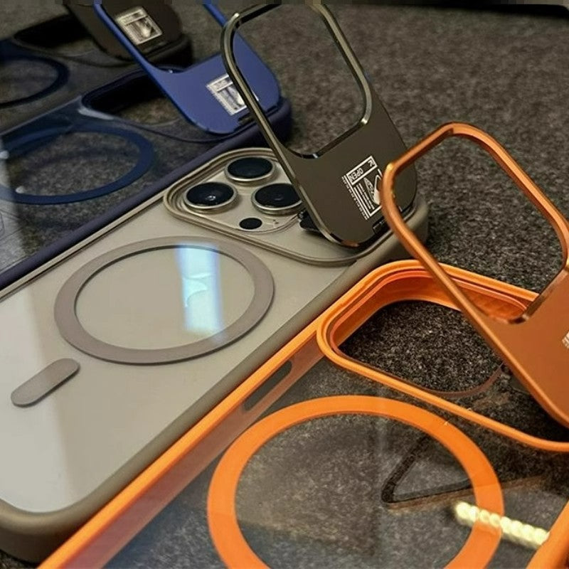 D1 Frosted Texture iPhone 17 Case with Built-in Kickstand Lens Guard – Elegant Matte Finish & Drop Resistant