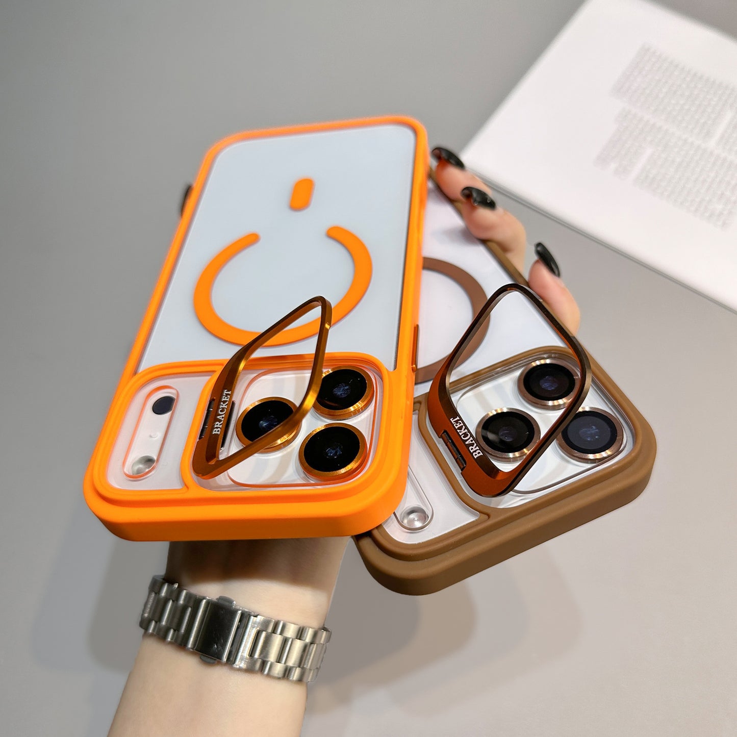 U2 Wholesale Acrylic Magnetic Phone Case with Camera Kickstand Lens Protector Metal Ring Shockproof Clear Cover for iPhone 17 17 Pro 17 Pro Max