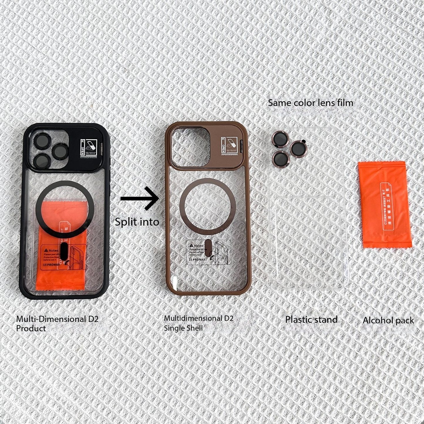 Clear Magnetic iPhone 17 Case with Camera Stand and Alcohol Cleaning Kit – Matte Finish & Drop Protection