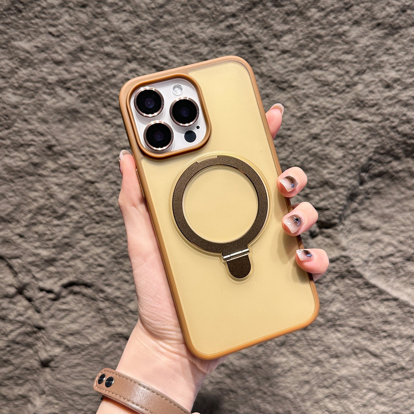 Magnetic Matte Case for iPhone 17 17 Pro 17 Pro Max – Frosted Skin-Feel Shockproof Cover with Foldable Ring Stand and Premium Color Design