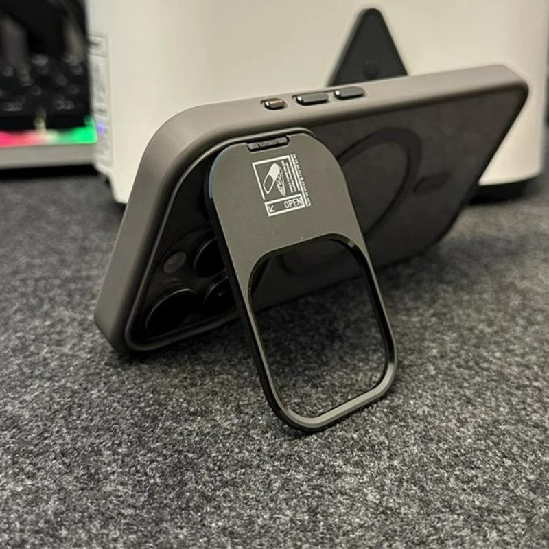 D1 Frosted Texture iPhone 17 Case with Built-in Kickstand Lens Guard – Elegant Matte Finish & Drop Resistant