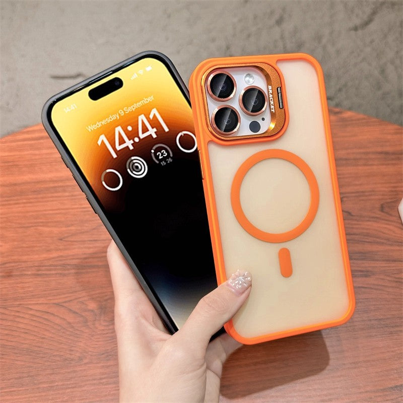 3-in-1 Magnetic TPU+PC Case for iPhone 17 Series with Camera Stand Protector, Matte Finish, and Anti-Fall Soft Edge Frame