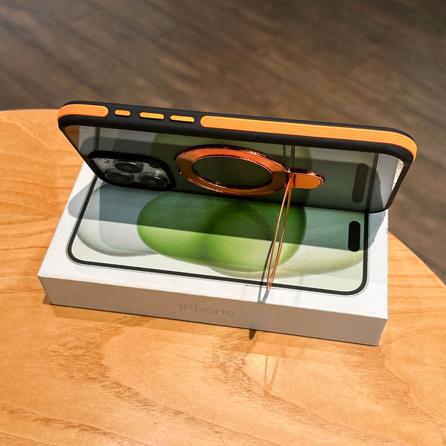 Shockproof Matte Magnetic Case for iPhone 17 Series with 360° Foldable Ring Kickstand and Color Edge Soft Frame