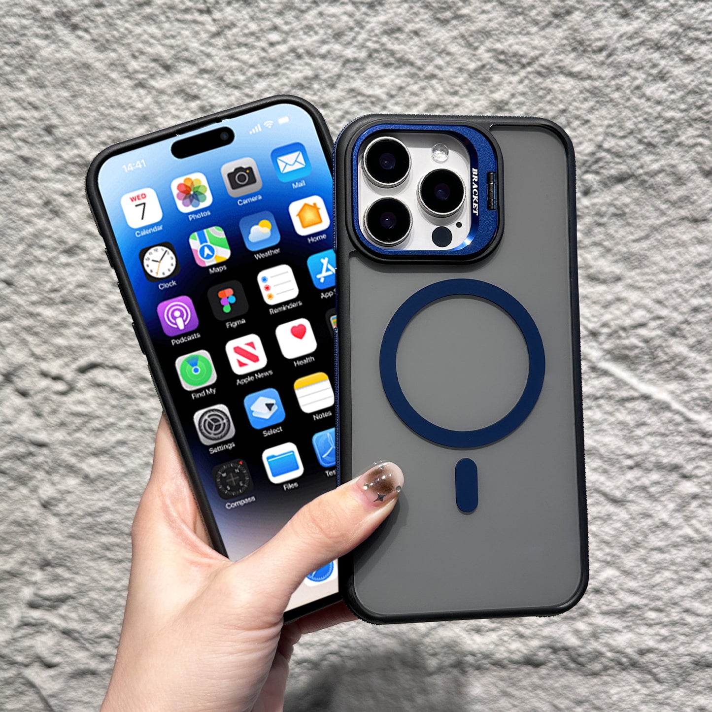 C6 MagSafe Magnetic Case for iPhone 17 17 Pro 17 Pro Max – Matte Frosted Shockproof Cover with Camera Ring Stand and Contrast Edge Design