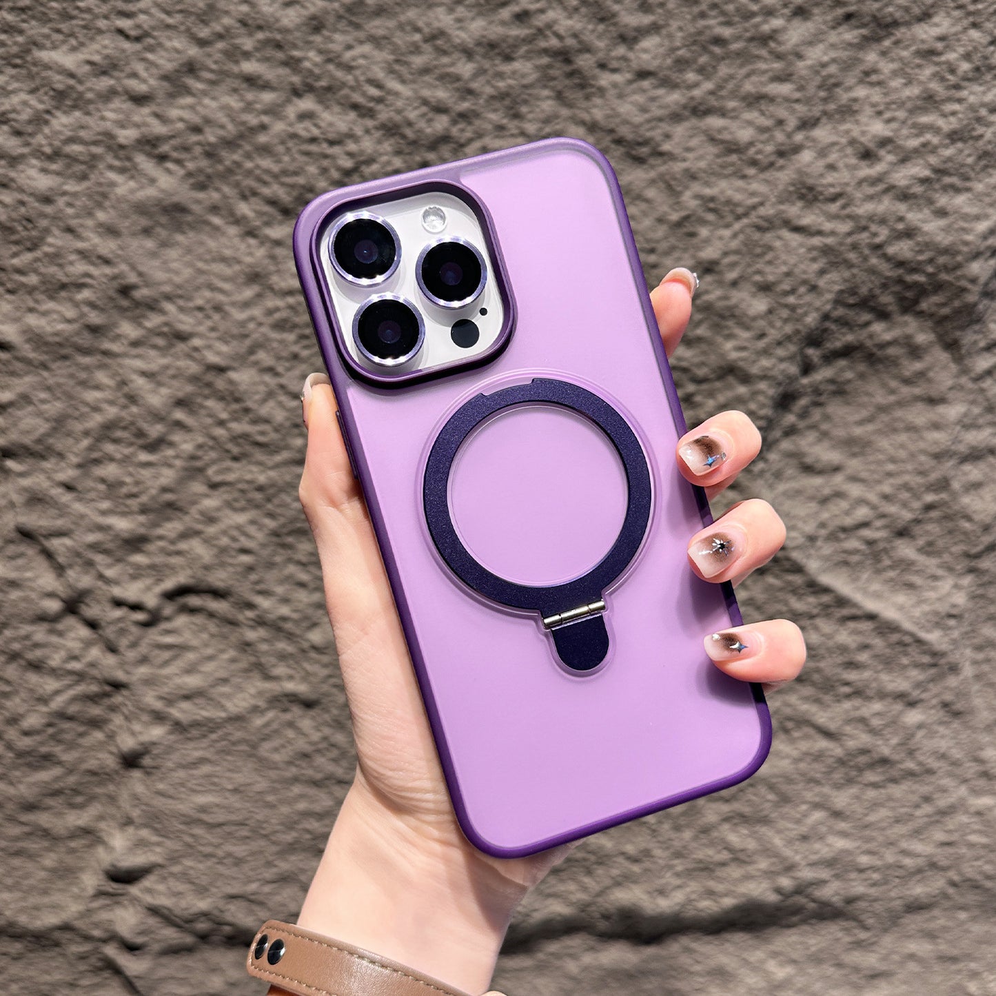 Magnetic Matte Case for iPhone 17 17 Pro 17 Pro Max – Frosted Skin-Feel Shockproof Cover with Foldable Ring Stand and Premium Color Design