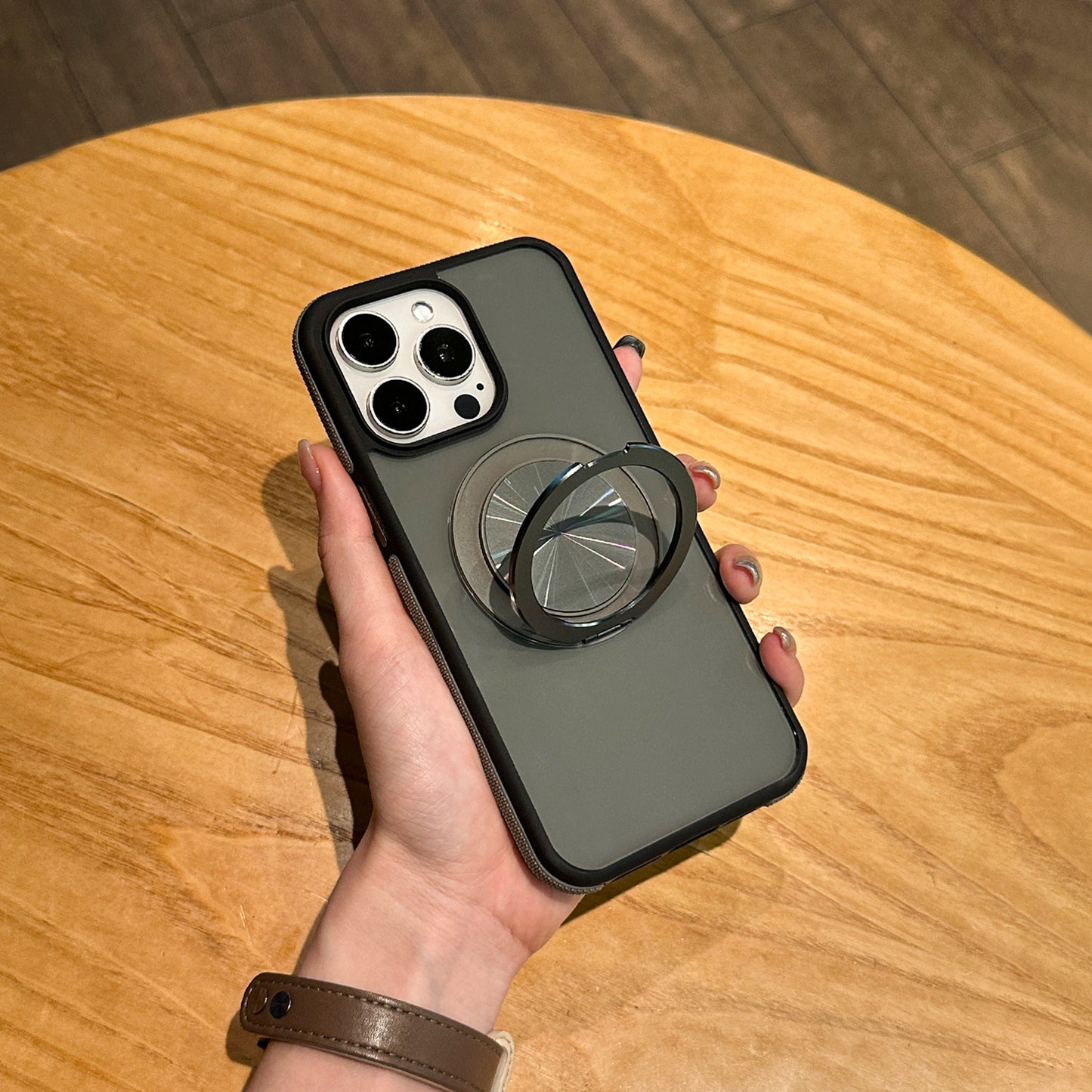 Matte Magnetic Ring Stand Case for iPhone 17 17 Pro 17 Pro Max Shockproof Frosted Slim Cover with Hidden Kickstand and Metal Circle Design