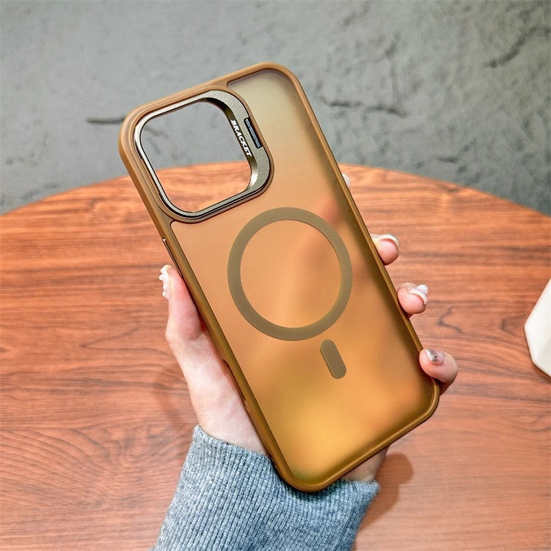 3-in-1 Magnetic TPU+PC Case for iPhone 17 Series with Camera Stand Protector, Matte Finish, and Anti-Fall Soft Edge Frame