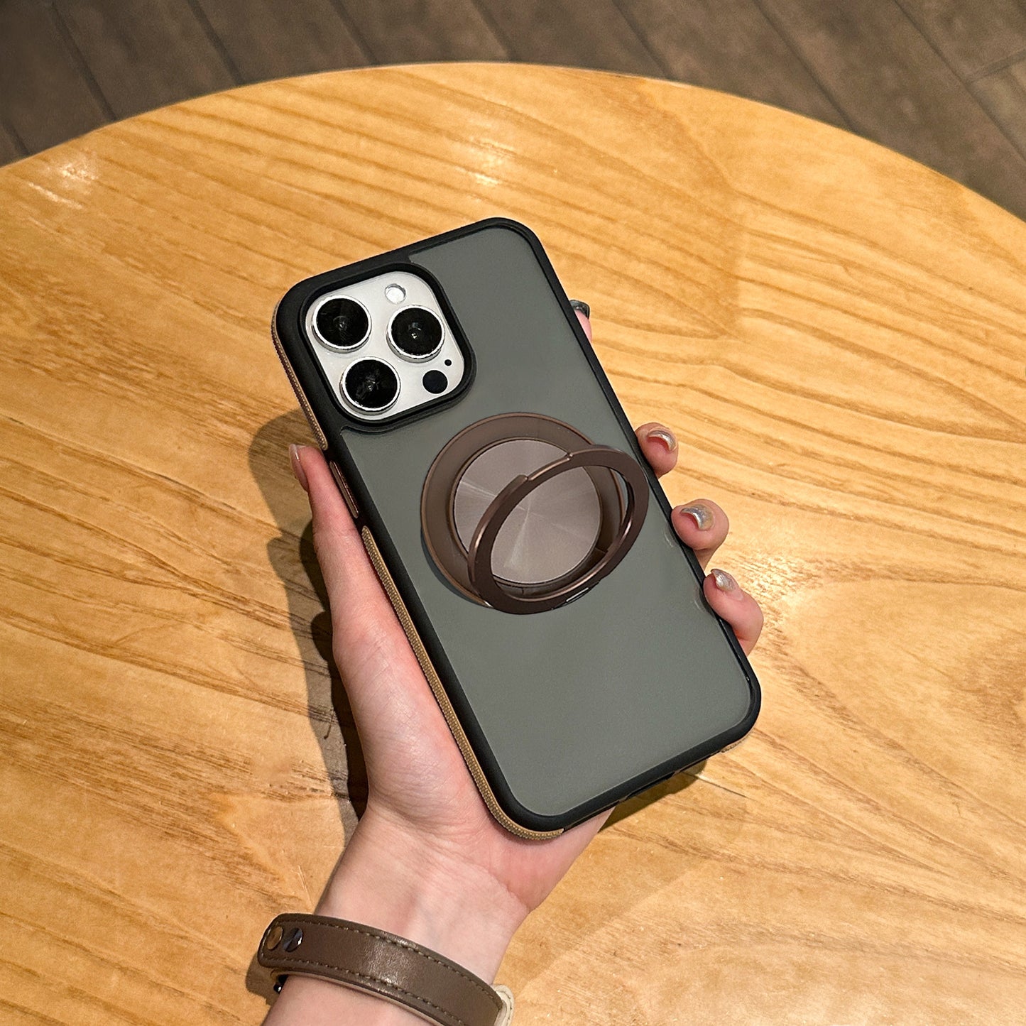 Matte Magnetic Ring Stand Case for iPhone 17 17 Pro 17 Pro Max Shockproof Frosted Slim Cover with Hidden Kickstand and Metal Circle Design