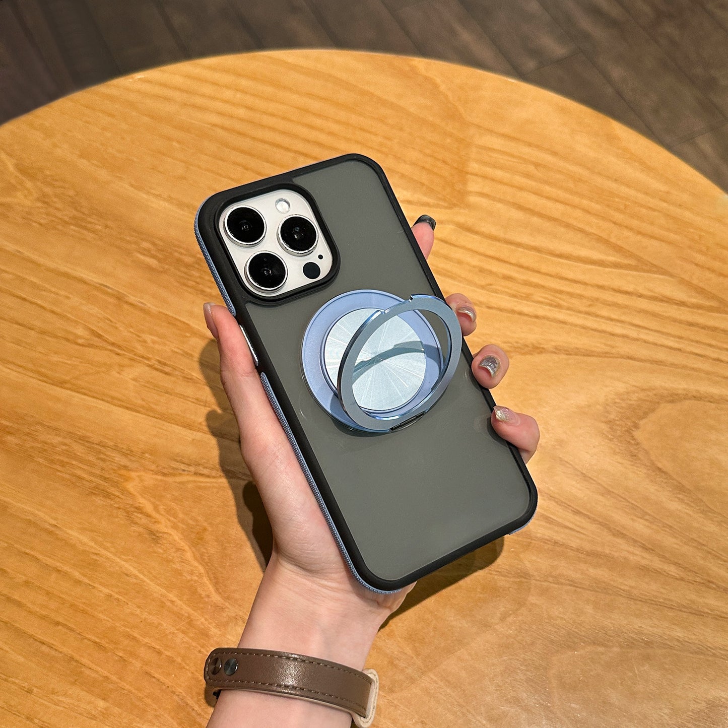 Matte Magnetic Ring Stand Case for iPhone 17 17 Pro 17 Pro Max Shockproof Frosted Slim Cover with Hidden Kickstand and Metal Circle Design