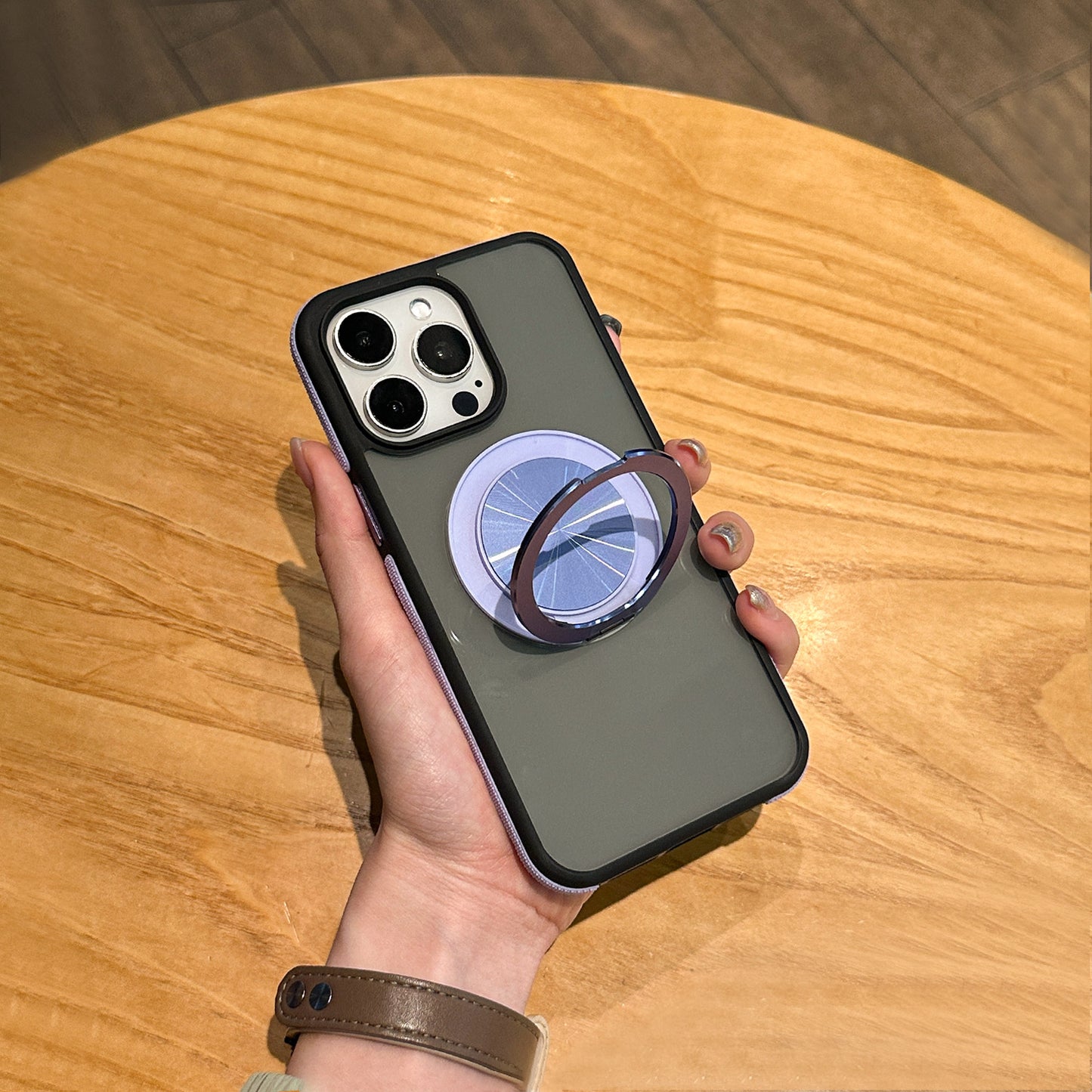 Matte Magnetic Ring Stand Case for iPhone 17 17 Pro 17 Pro Max Shockproof Frosted Slim Cover with Hidden Kickstand and Metal Circle Design