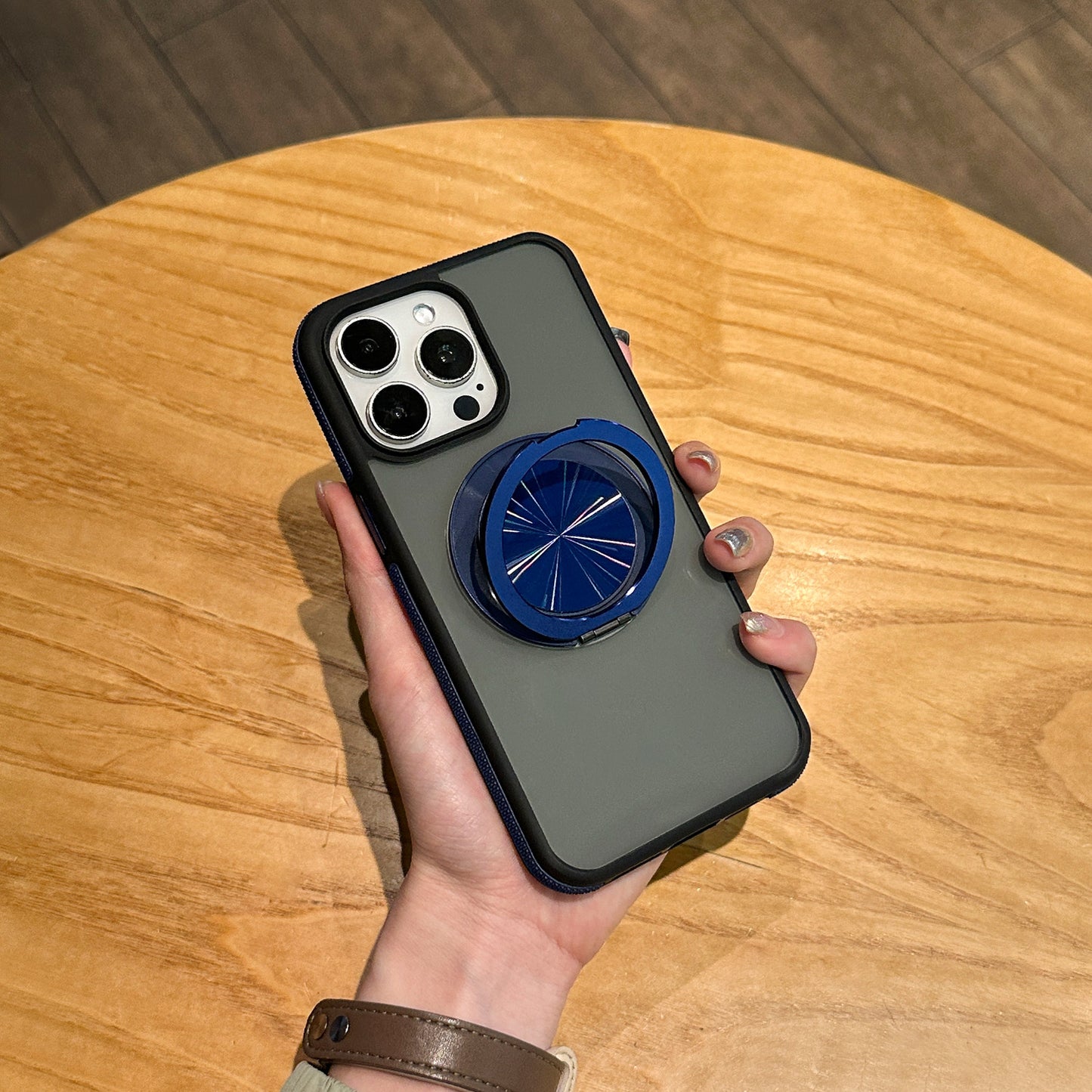 Matte Magnetic Ring Stand Case for iPhone 17 17 Pro 17 Pro Max Shockproof Frosted Slim Cover with Hidden Kickstand and Metal Circle Design