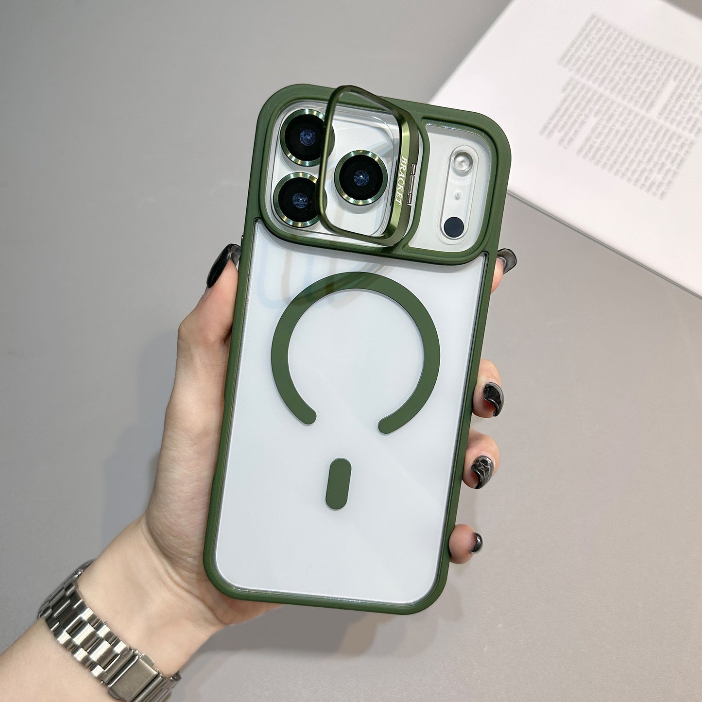 U2 Wholesale Acrylic Magnetic Phone Case with Camera Kickstand Lens Protector Metal Ring Shockproof Clear Cover for iPhone 17 17 Pro 17 Pro Max