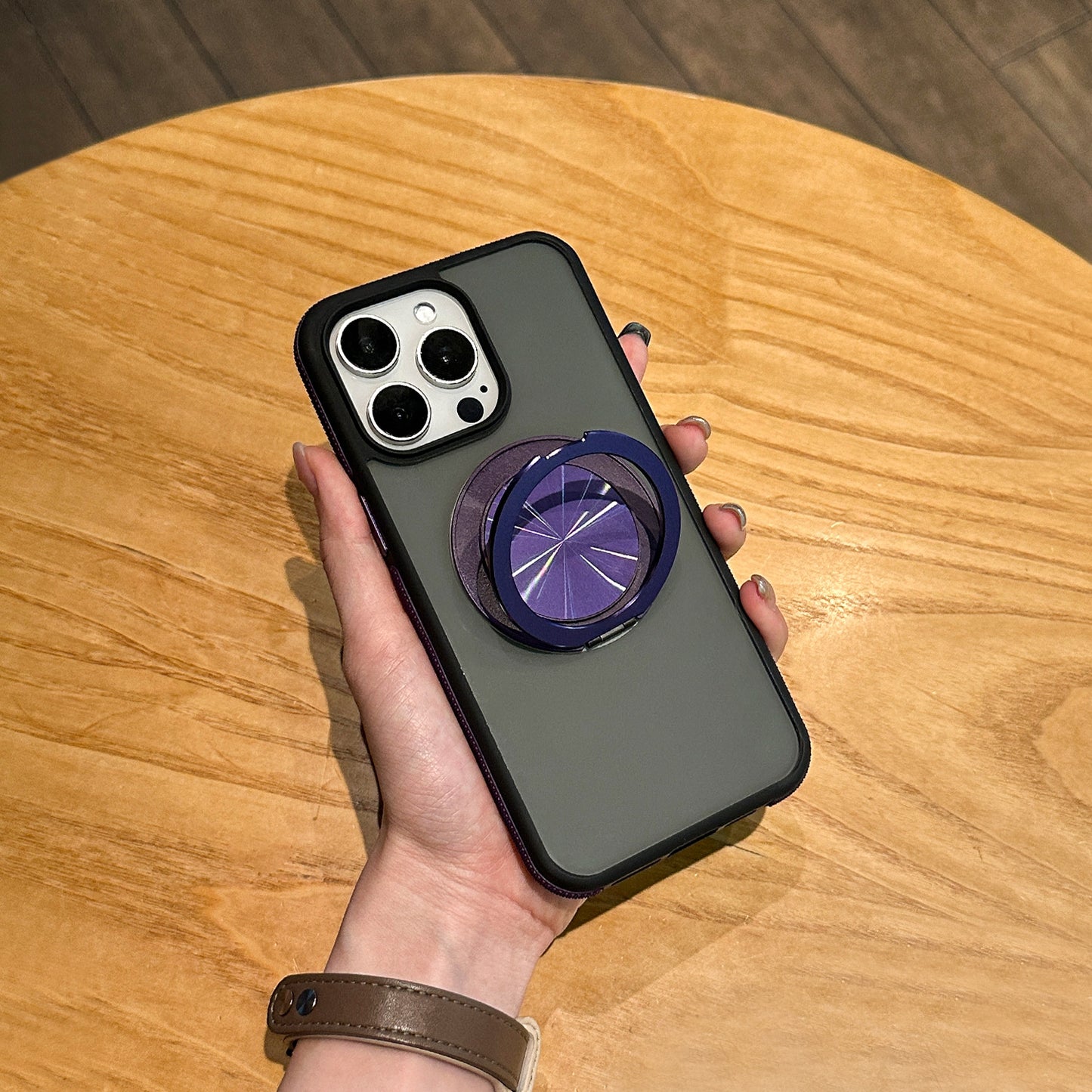 Matte Magnetic Ring Stand Case for iPhone 17 17 Pro 17 Pro Max Shockproof Frosted Slim Cover with Hidden Kickstand and Metal Circle Design