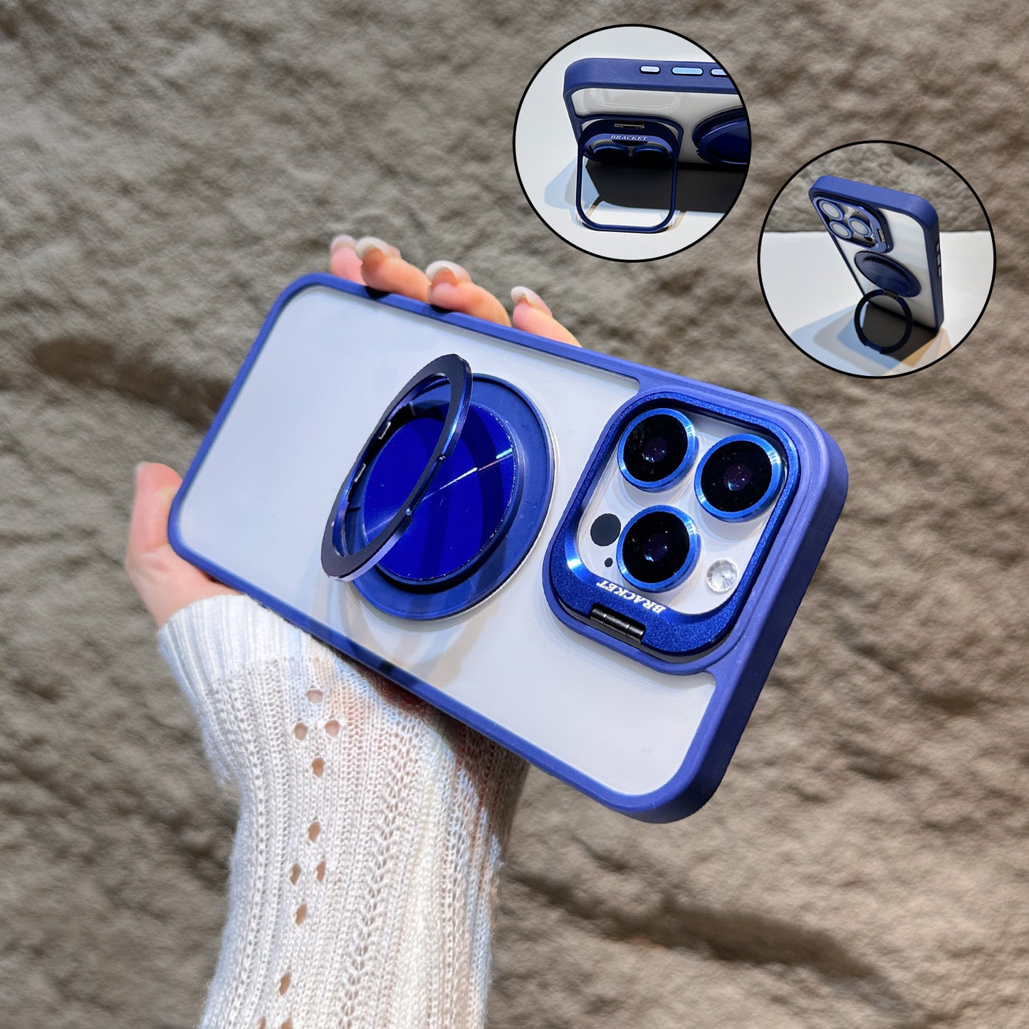 u8 Transparent Acrylic Phone Case with Dual Metal Kickstands Lens Stand Magnetic Ring Holder Shockproof Matte Frame for iPhone 17 17 Pro 17 Pro Max