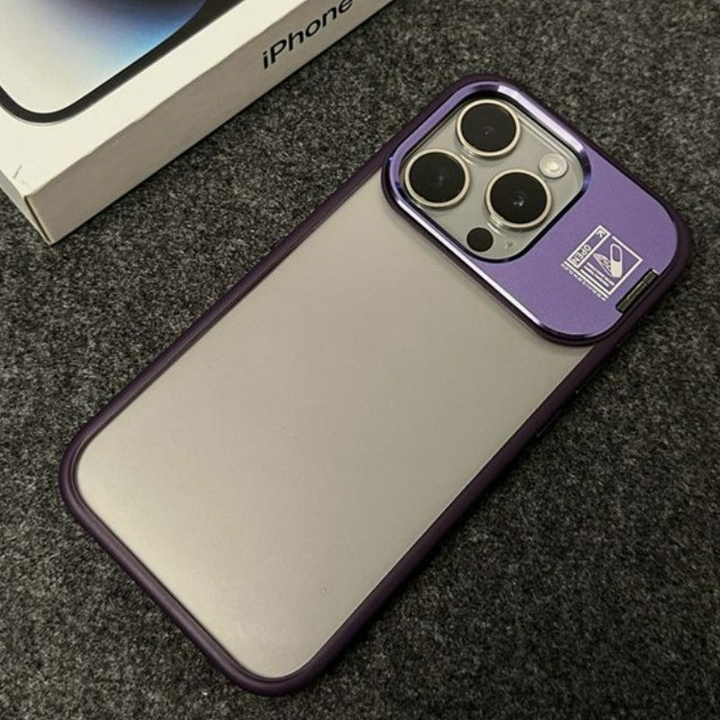 D1 Frosted Texture iPhone 17 Case with Built-in Kickstand Lens Guard – Elegant Matte Finish & Drop Resistant