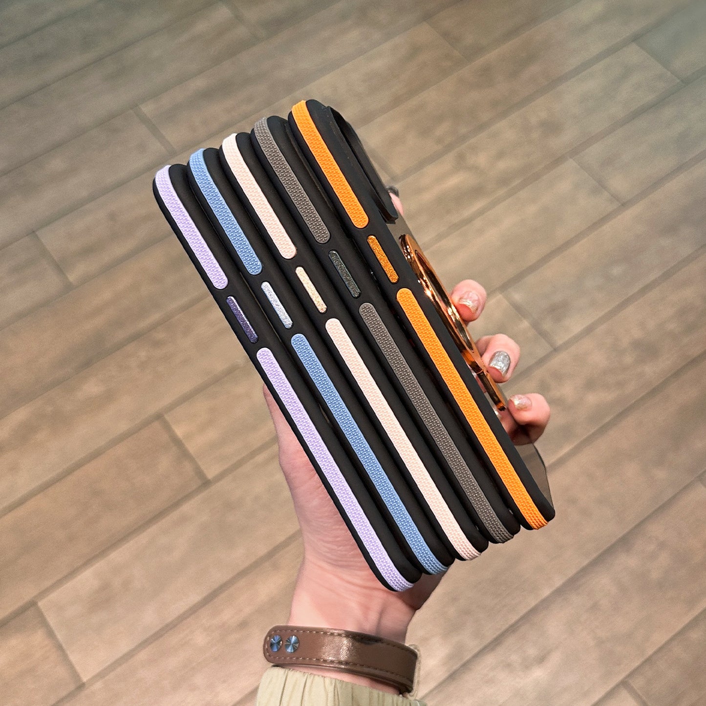 Shockproof Matte Magnetic Case for iPhone 17 Series with 360° Foldable Ring Kickstand and Color Edge Soft Frame