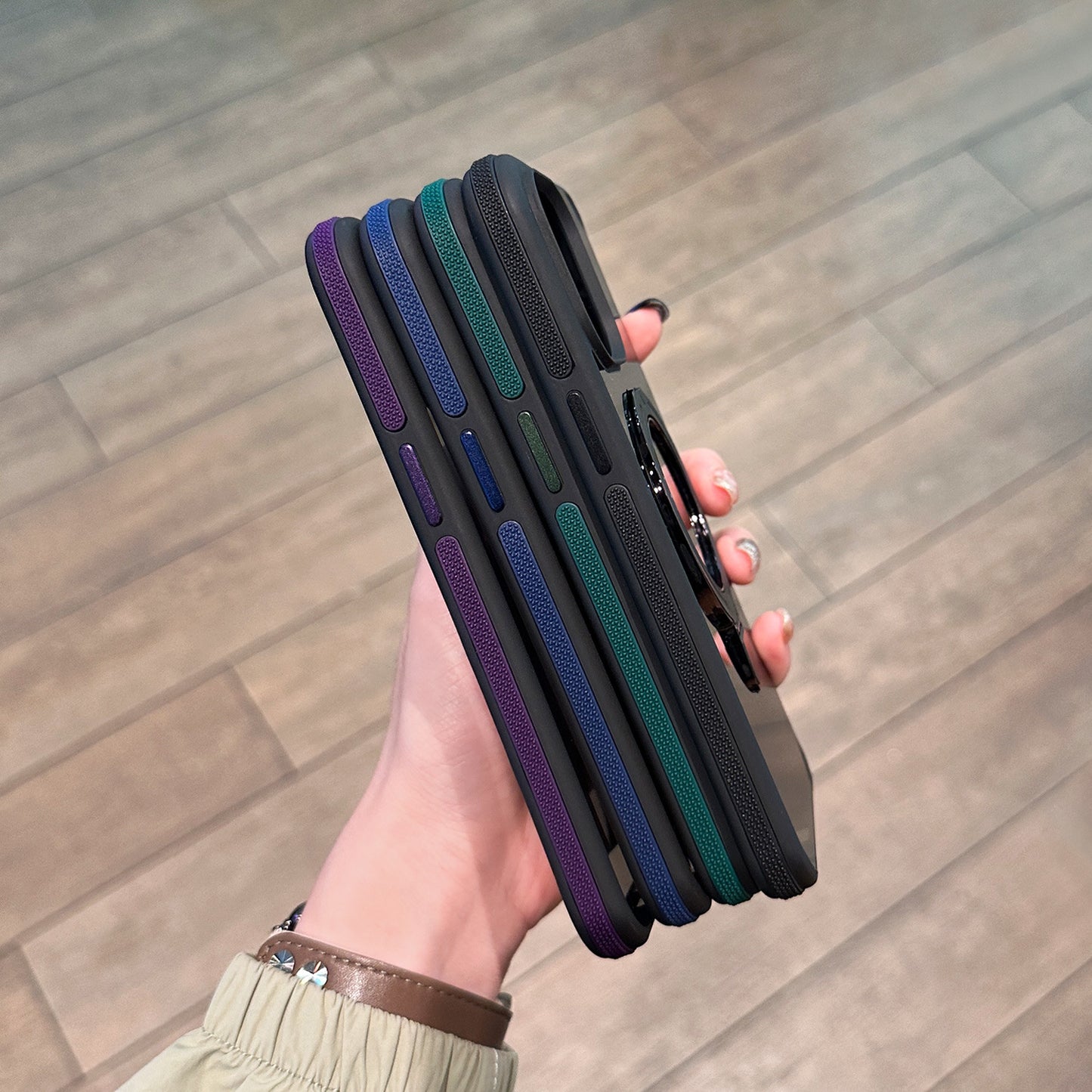 Shockproof Matte Magnetic Case for iPhone 17 Series with 360° Foldable Ring Kickstand and Color Edge Soft Frame