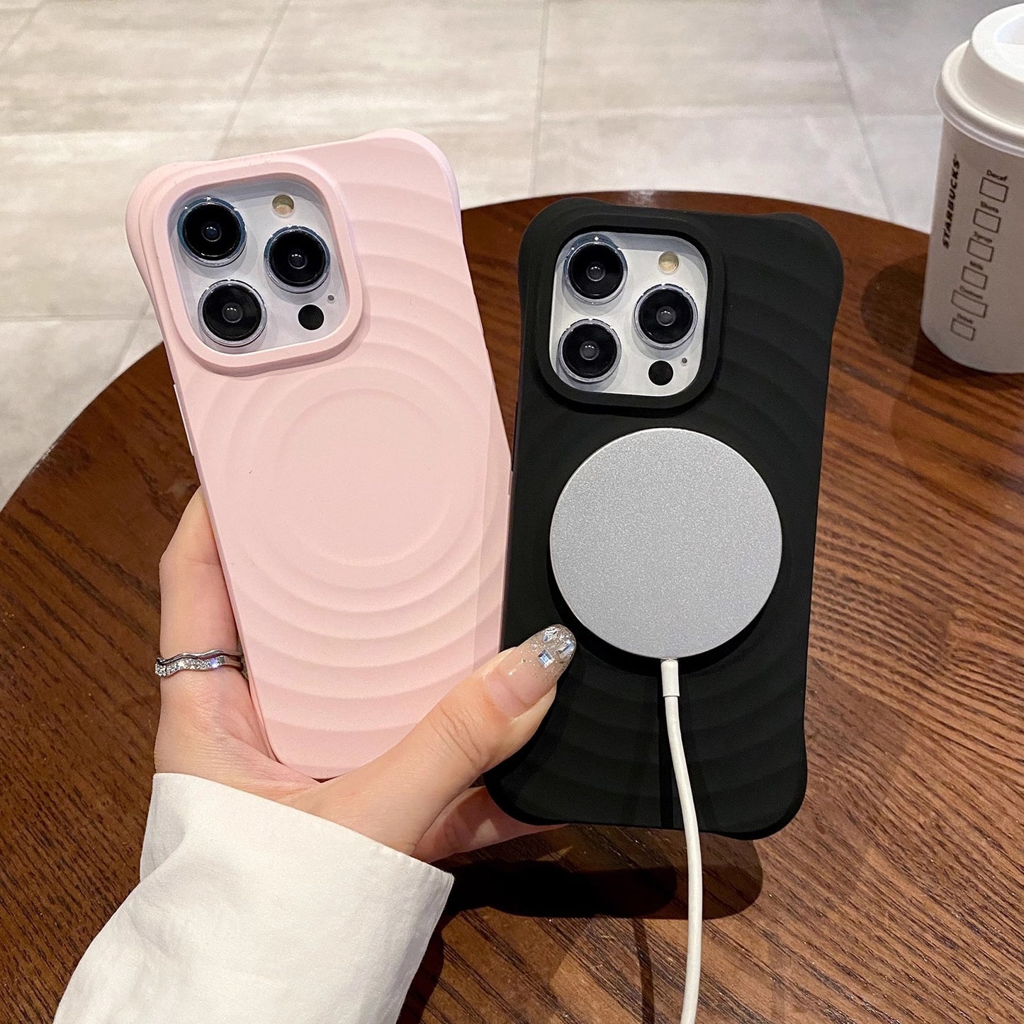 Ripple Design Soft Silicone Phone Case Vibrant Colors Slim Flexible Cover Compatible with iPhone 15 14 13 Series & More Wholesale Available