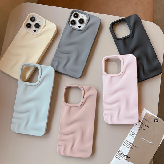 Wavy Texture Silicone Case Custom Colors Shockproof Matte Phone Cover for iPhone Samsung Xiaomi Models Wholesale Available