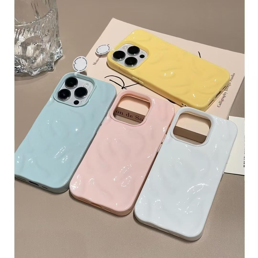 Glossy Wave Pattern iPhone Case 3D Water Ripple Soft Cover Aesthetic Shockproof Case for Girls