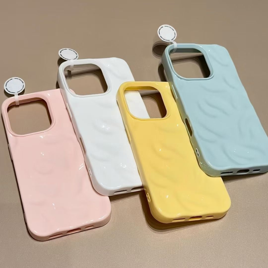 Glossy Wave Pattern iPhone Case 3D Water Ripple Soft Cover Aesthetic Shockproof Case for Girls