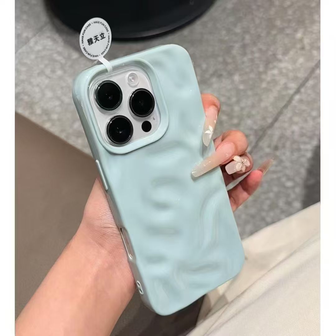 Glossy Wave Pattern iPhone Case 3D Water Ripple Soft Cover Aesthetic Shockproof Case for Girls