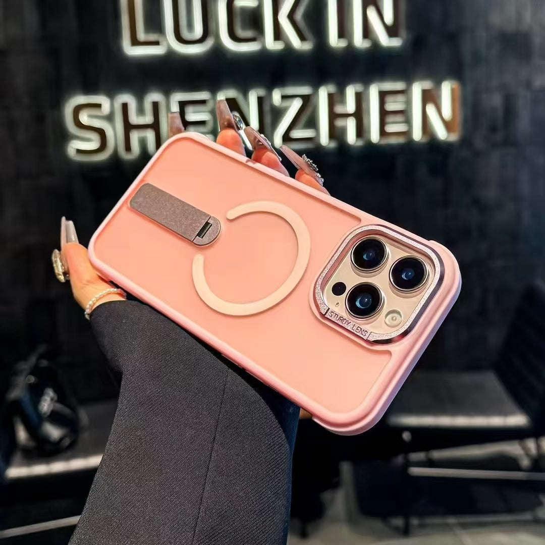 Wholesale Phone Cases Customizable Factory Direct sale Magnetic Phone Case with Kickstand and Metal Camera Ring – Shockproof Matte Cover for iPhone