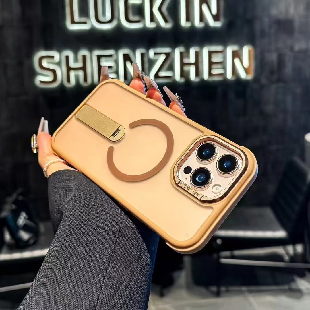 Wholesale Phone Cases Customizable Factory Direct sale Magnetic Phone Case with Kickstand and Metal Camera Ring – Shockproof Matte Cover for iPhone