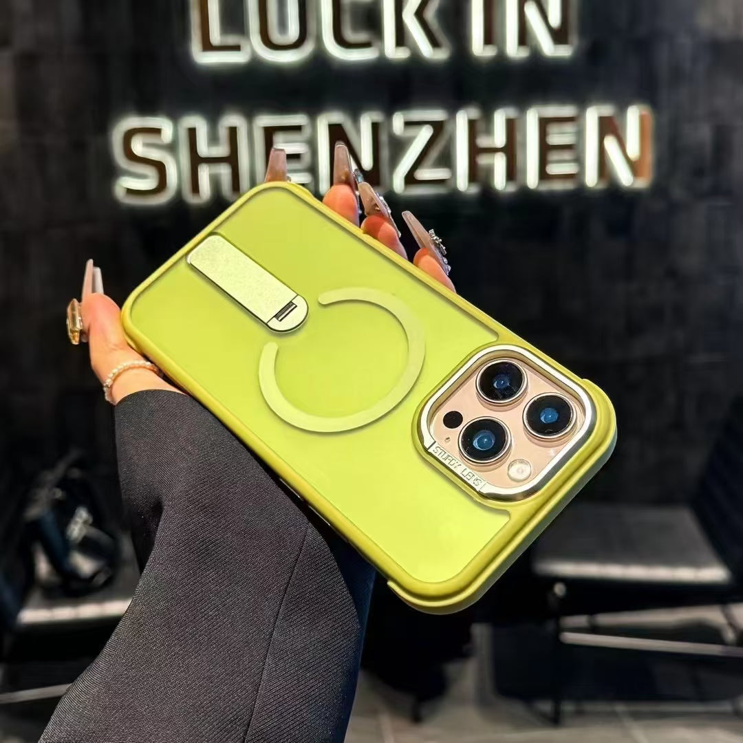 Wholesale Phone Cases Customizable Factory Direct sale Magnetic Phone Case with Kickstand and Metal Camera Ring – Shockproof Matte Cover for iPhone