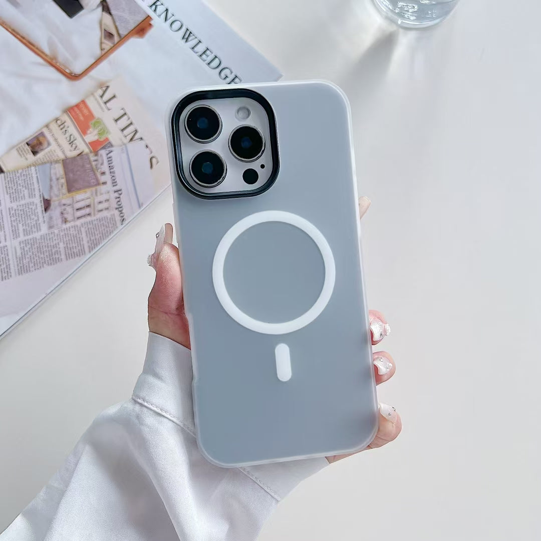 Wholesale Phone Cases Customizable Factory Direct Pastel Hybrid Magnetic Phone Case with Hard Back and Soft Edge for iPhone