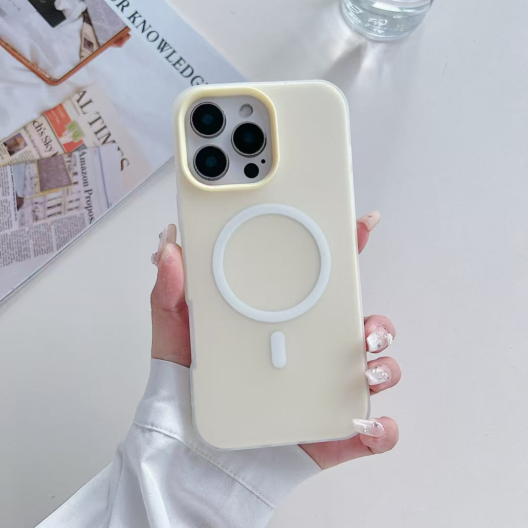 Wholesale Phone Cases Customizable Factory Direct Pastel Hybrid Magnetic Phone Case with Hard Back and Soft Edge for iPhone