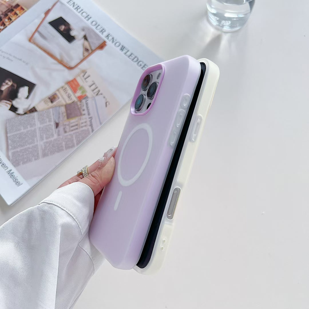 Wholesale Phone Cases Customizable Factory Direct Pastel Hybrid Magnetic Phone Case with Hard Back and Soft Edge for iPhone