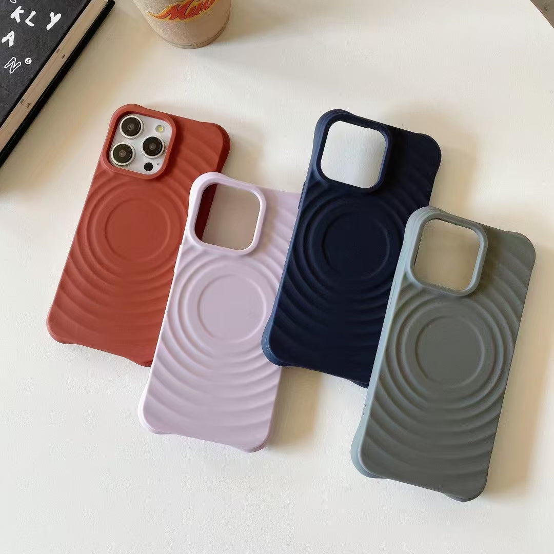 Ripple Design Soft Silicone Phone Case Vibrant Colors Slim Flexible Cover Compatible with iPhone 15 14 13 Series & More Wholesale Available