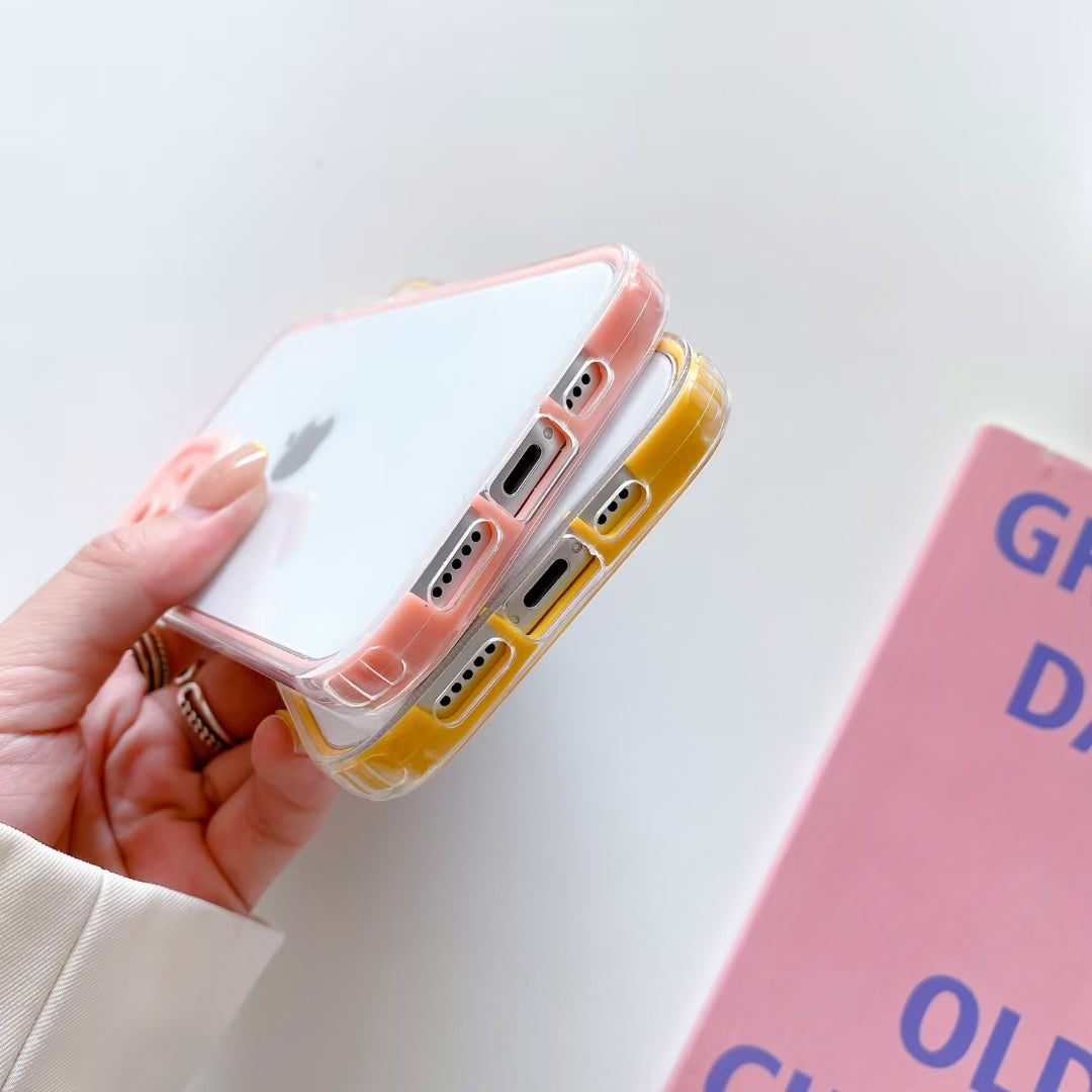 Wholesale Phone Cases | Customizable | Factory Direct – 3-in-1 Acrylic Hard Back Case with Colorful TPU Bumper, Contrast Camera Frame, Shockproof Clear Cover for iPhone