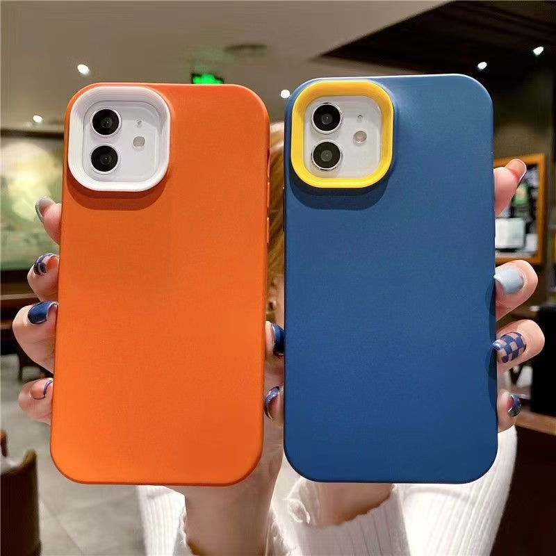 Wholesale Phone Cases | Customizable | Factory Direct – 3-in-1 Colorful Liquid Silicone Shockproof Case with Frame and Lens Protector for iPhone, Full Body Protective Cover