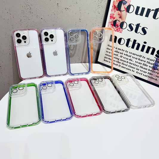 Wholesale Phone Cases | Customizable | Factory Direct – 3-in-1 Acrylic Clear Case with Colorful Bumper and Lens Protector for huawei Shockproof Hybrid Cover