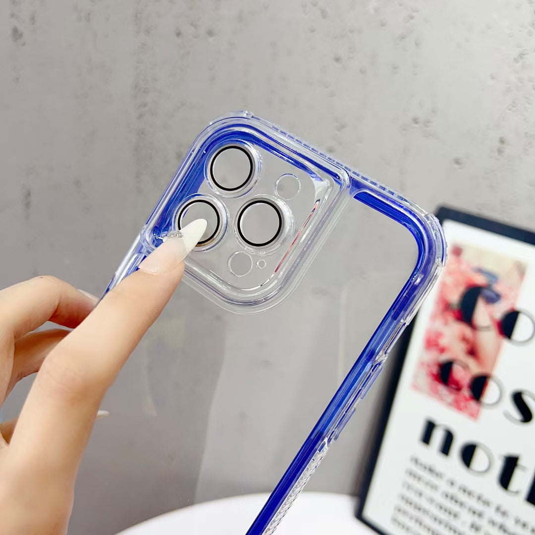 Wholesale Phone Cases | Customizable | Factory Direct – 3-in-1 Acrylic Clear Case with Colorful Bumper and Lens Protector for huawei Shockproof Hybrid Cover