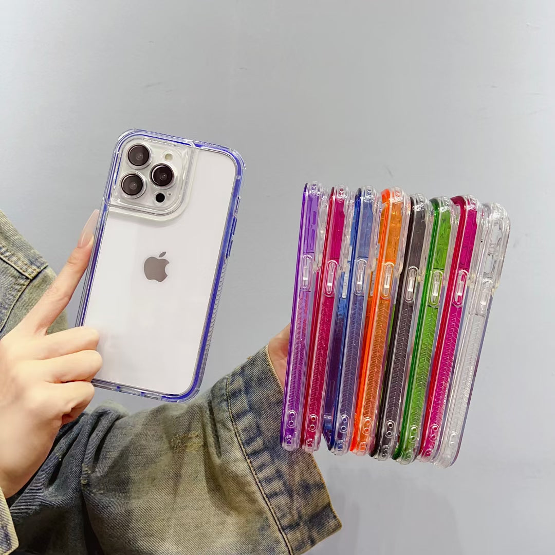 Wholesale Phone Cases | Customizable | Factory Direct – 3-in-1 Acrylic Clear Case with Colorful Bumper and Lens Protector for huawei Shockproof Hybrid Cover