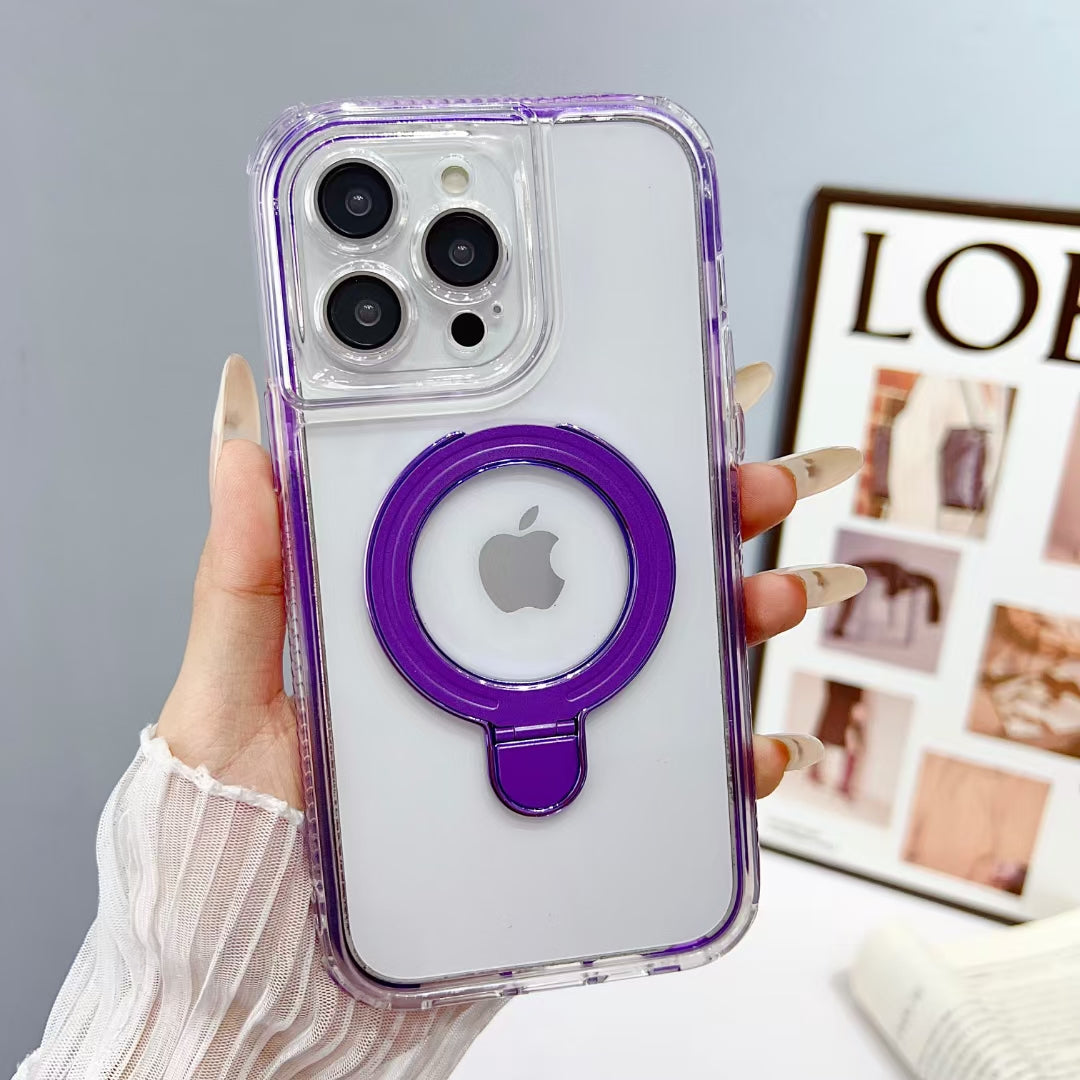 Wholesale Phone Cases | Customizable | Factory Direct – Transparent Acrylic Magnetic Kickstand Case with Color Frame for Samsung Galaxy, Huawei, Xiaomi, OnePlus, OPPO