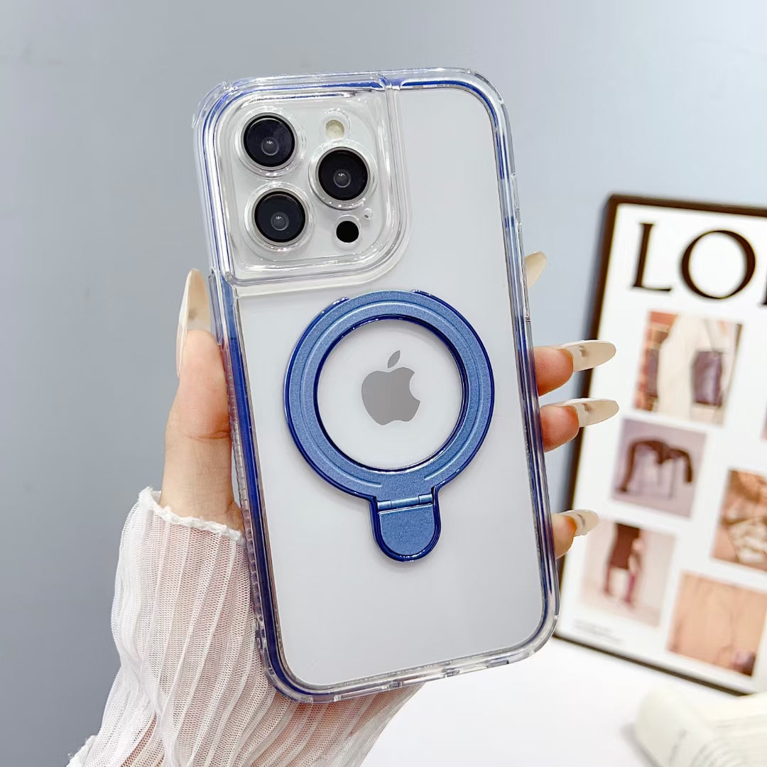 Wholesale Phone Cases | Customizable | Factory Direct – Transparent Acrylic Magnetic Kickstand Case with Color Frame for Samsung Galaxy, Huawei, Xiaomi, OnePlus, OPPO