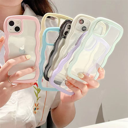 Wholesale Phone Cases | Customizable | Factory Direct – Wavy Frame Clear Acrylic Case for Samsung, Xiaomi, Huawei, OPPO, Vivo