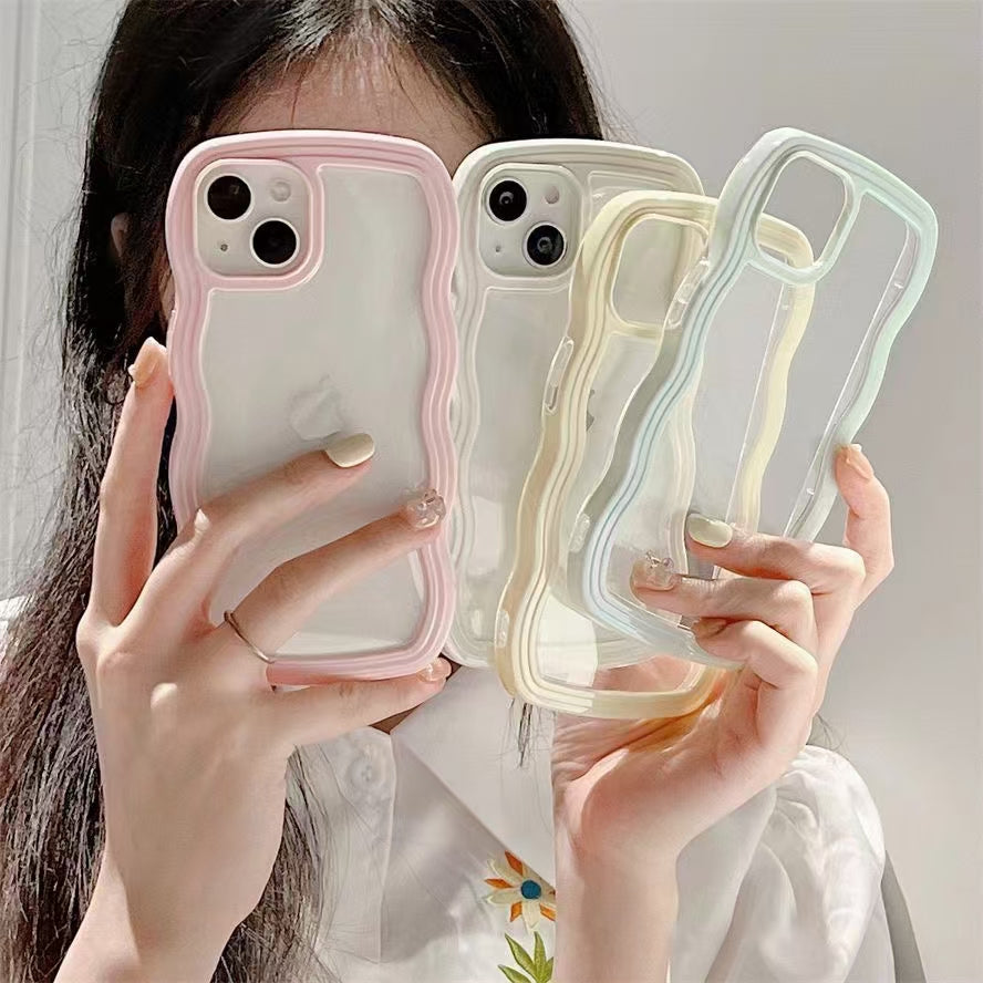 Wholesale Phone Cases | Customizable | Factory Direct – Wavy Frame Clear Acrylic Case for Samsung, Xiaomi, Huawei, OPPO, Vivo