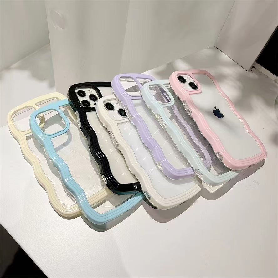 Wholesale Phone Cases | Customizable | Factory Direct – Wavy Frame Clear Acrylic Case for Samsung, Xiaomi, Huawei, OPPO, Vivo