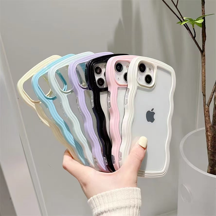 Wholesale Phone Cases | Customizable | Factory Direct – Wavy Frame Clear Acrylic Case for Samsung, Xiaomi, Huawei, OPPO, Vivo