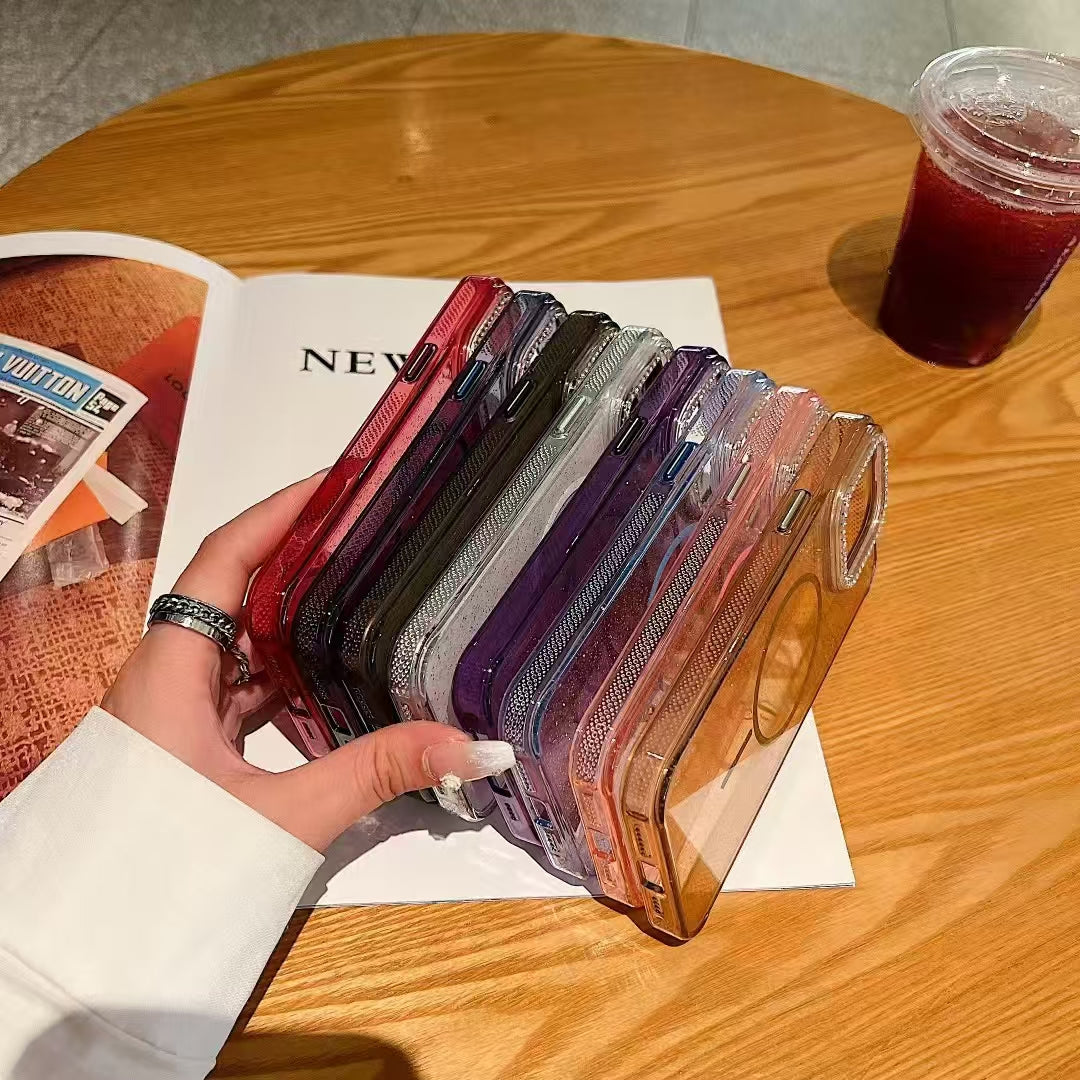 Wholesale Phone Cases Customizable Factory Direct – Clear Glitter Case with Magnetic Ring & Diamond Camera Bumper for Samsung, Xiaomi, Huawei, OPPO