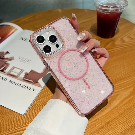 Wholesale Phone Cases Customizable Factory Direct – Clear Glitter Case with Magnetic Ring & Diamond Camera Bumper for Samsung, Xiaomi, Huawei, OPPO